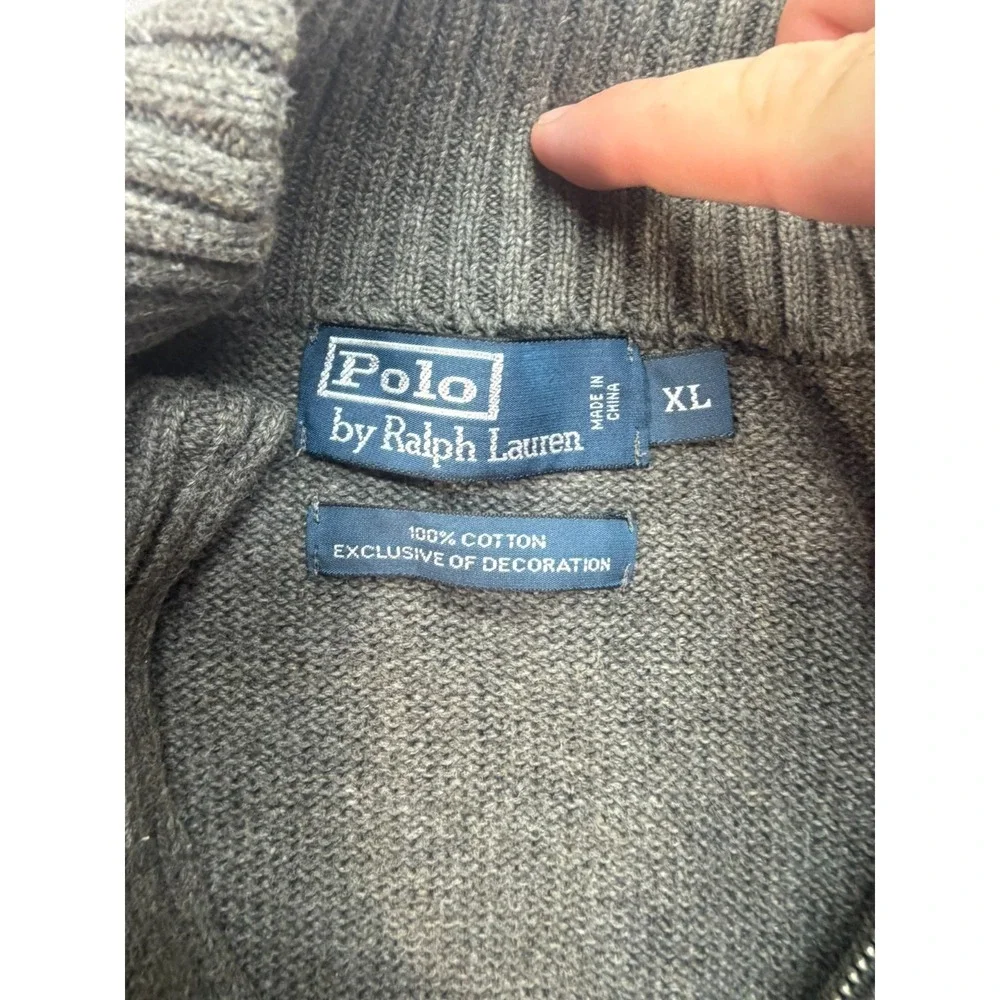 Polo Ralph‎ Lauren Zip Up Sweater Quarter Zip Small Pony XL Brown